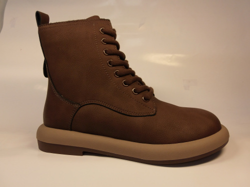 JE547-021 Baden, ботинки женские, коричневые, шнурок-молния, зима