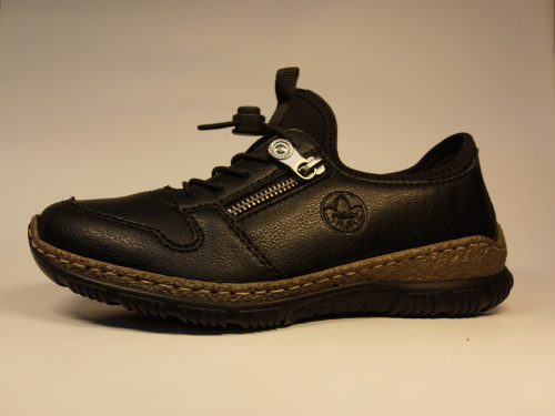 Rieker (п/бот.жен. черные. шнурки, лето)